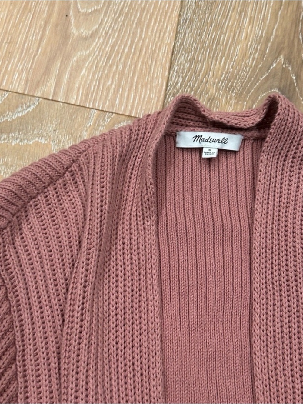 Madewell Ribbed Open-Front Cardigan - Rose - Picture 3 of 8